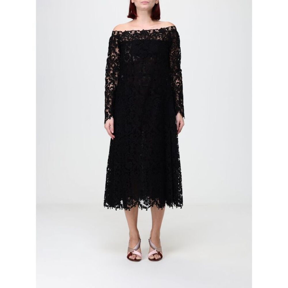 Fendi Women A-Line Lace Midi Dress Fendi With A Straight Neckline
